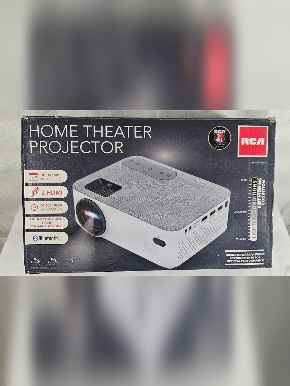 RCA Portable Projector in Light Gray and White #247
